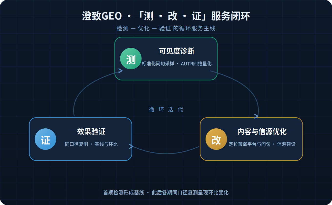 澄致GEO"测·改·证"服务闭环